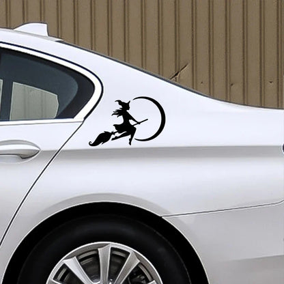 Auto stickers - Magische heks met regenboogkleuren voor unieke achterruitdecoratie