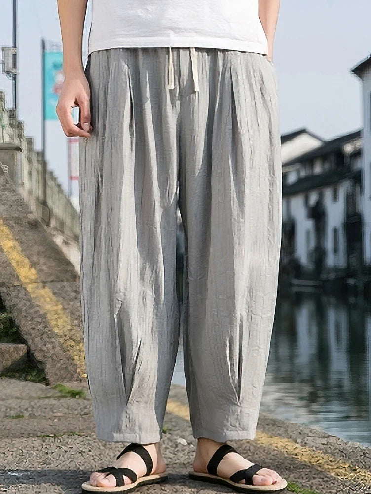 Linnen broek mannen in neutrale tint – Past bij elke outfit