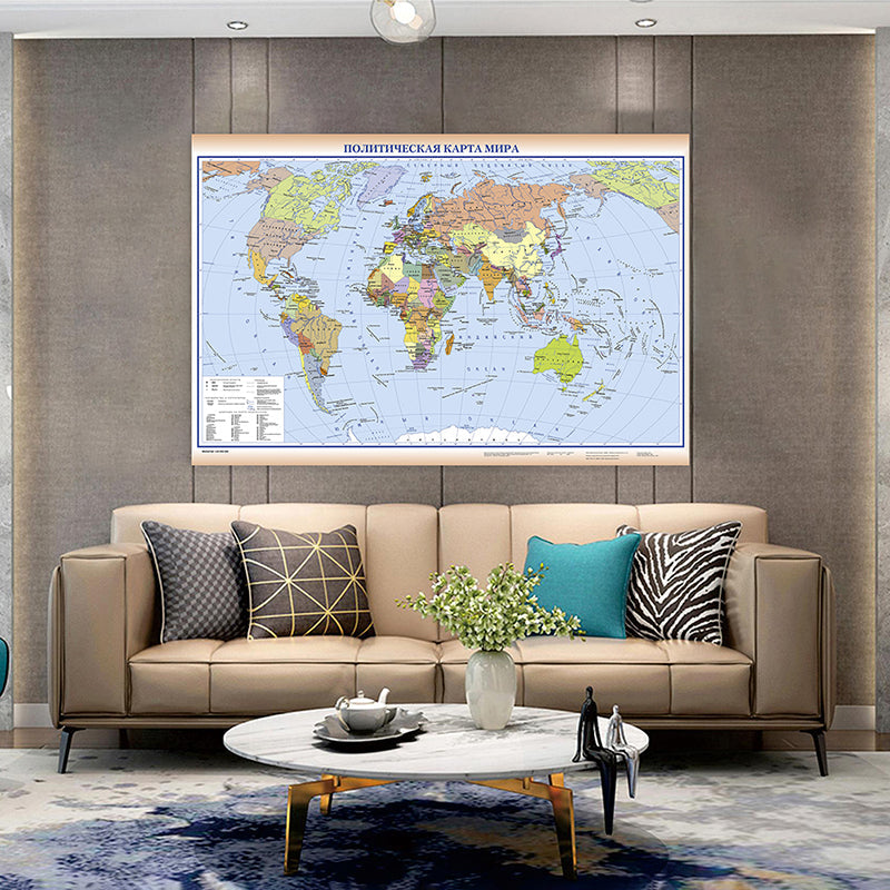 Wanddecoratie wereldkaart van canvas – Kunstzinnig en sfeervol