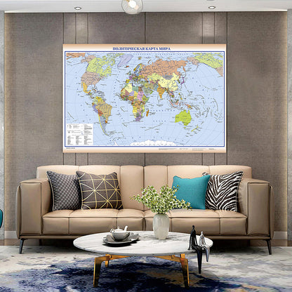 Wanddecoratie wereldkaart van canvas – Kunstzinnig en sfeervol