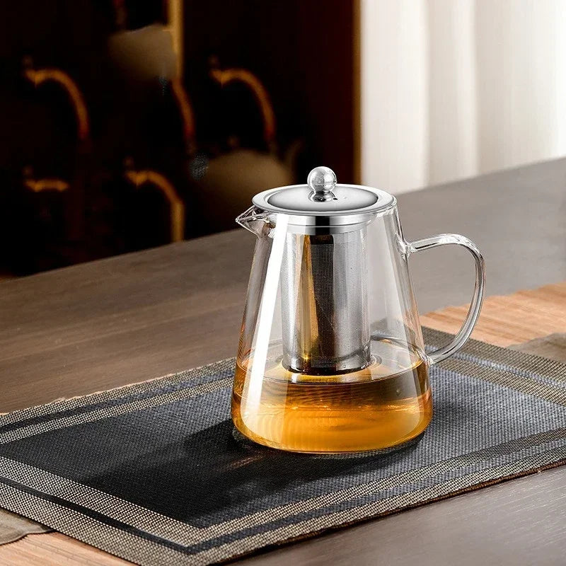 Theeglas met siliconen infuser voor gemak