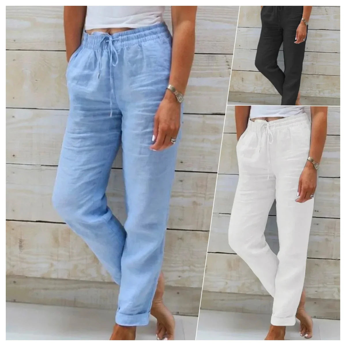 H&M linnen broek dames met split aan de enkel – Trendy detail