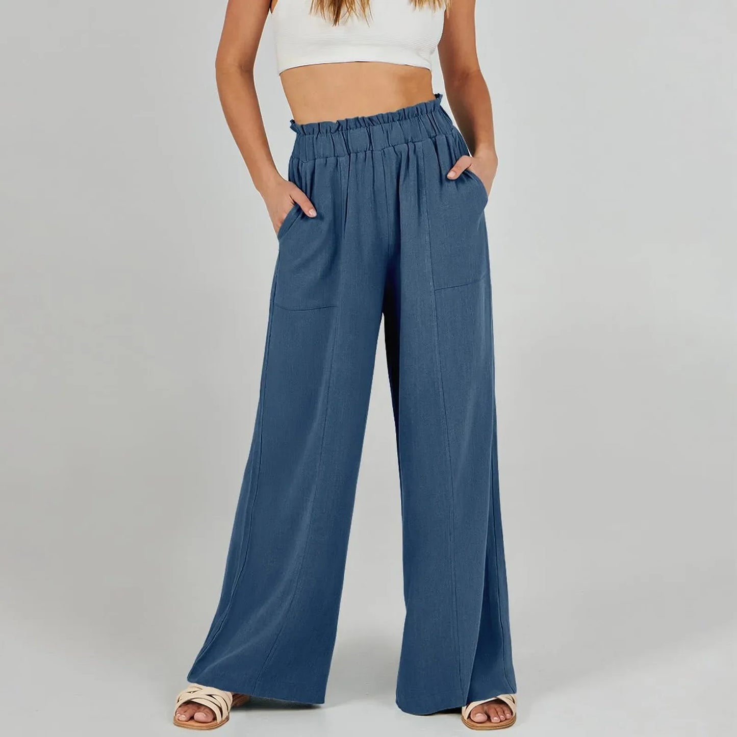 C&A linnen broek dames met strikband – Vrouwelijk accent