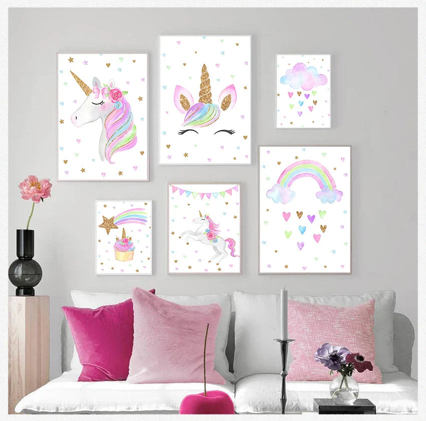 Poster met dieren in zachte kleuren