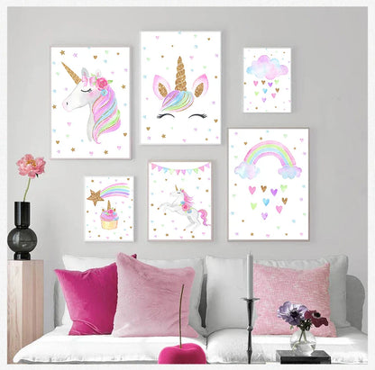 Poster met dieren in zachte kleuren