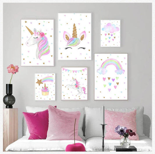 Poster met dieren in zachte kleuren