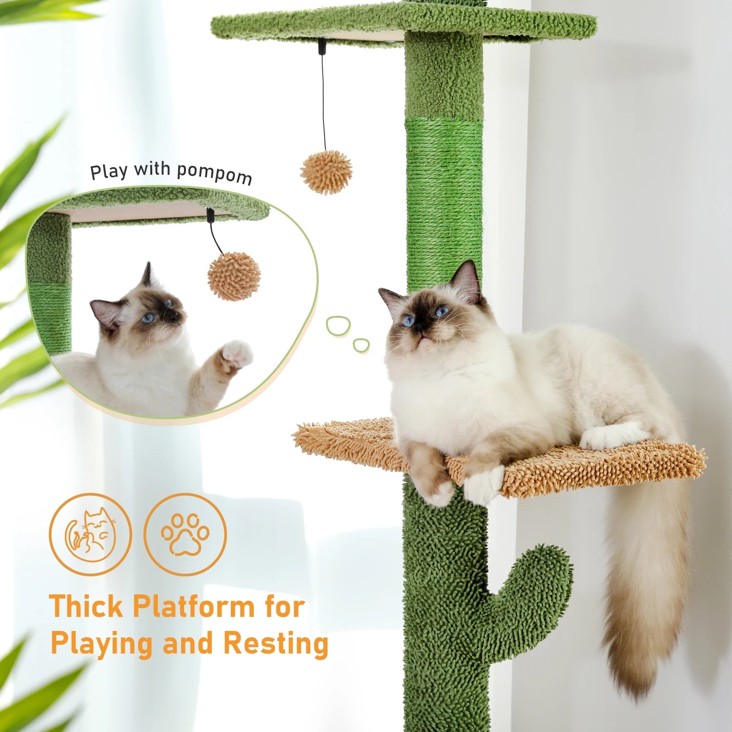 Hoge kattenpaal met veel verdiepingen – Klimmen en uitrusten