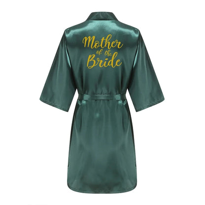 Ochtendjas dames zomer - Elegante zijde met gouden opdruk voor bruiloft