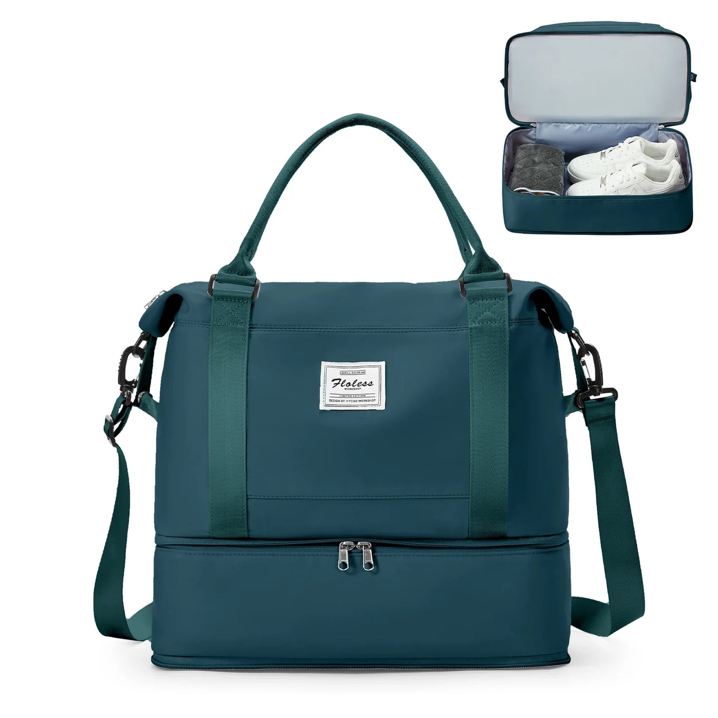 Trendy draagtas met rits en vakjes
