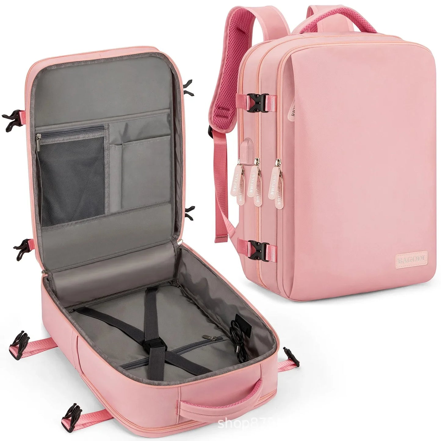 Rugzak als handbagage met compressieriemen