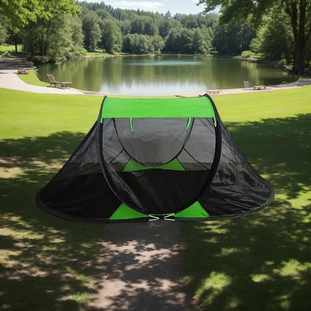Pop-up tent Decathlon met scheerlijnen – Extra stevig