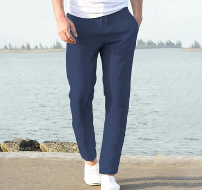 Linnen broek mannen met koordsluiting – Sportieve afwerking
