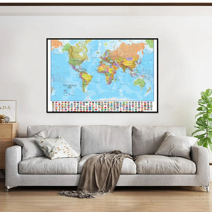 Wereldkaart als zwart-wit wanddecoratie – Tijdloze keuze