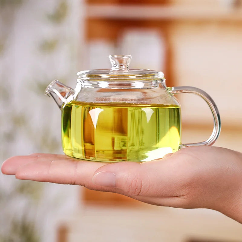 Theeglas met siliconen infuser voor gemak