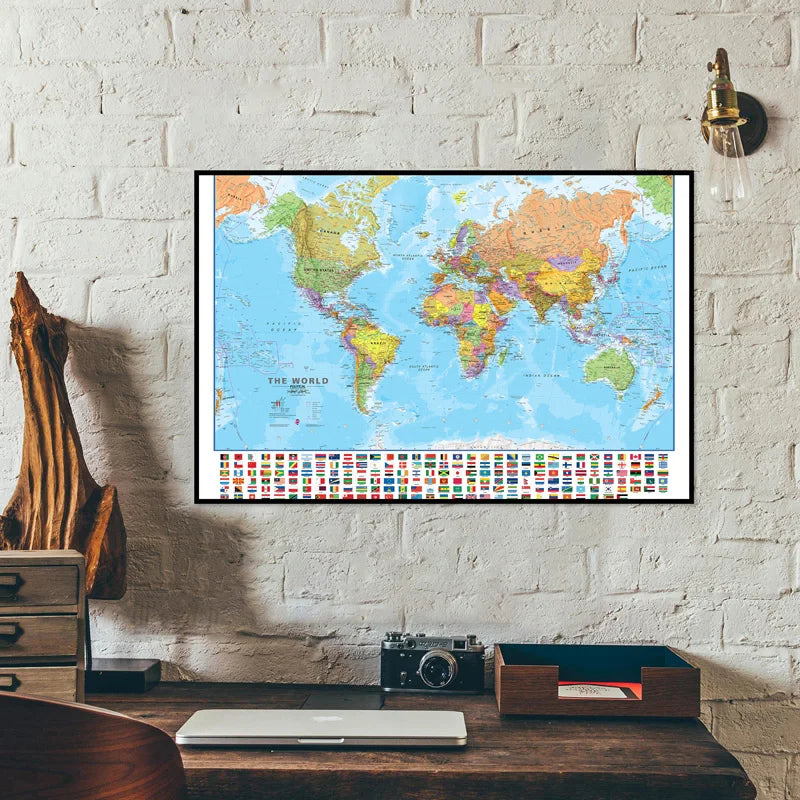 Wereldkaart op canvasdoek – Hoge kwaliteit print