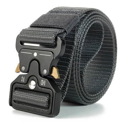 Riem heren in donker olijfgroen met metalen details