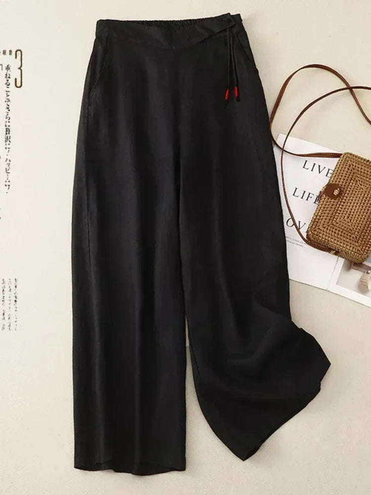 Zara linnen broek met hoge tailleband – Modern silhouet