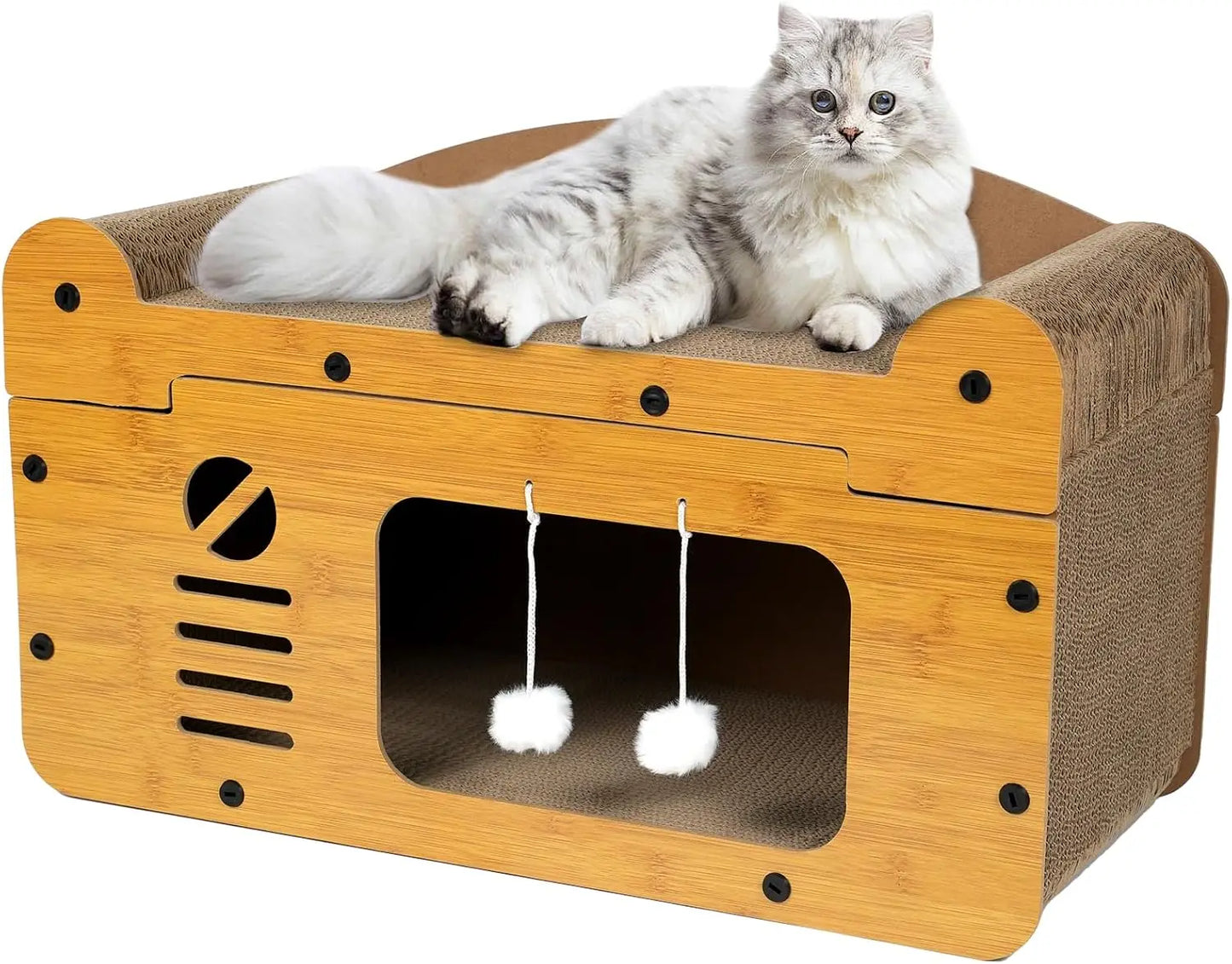 Luxe houten kattenpaal met pluche – Warmte en stijl