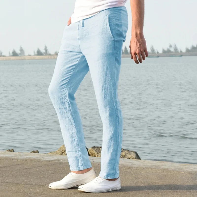 Linnen broek heren met dubbele plooi – Klassiek en ruim