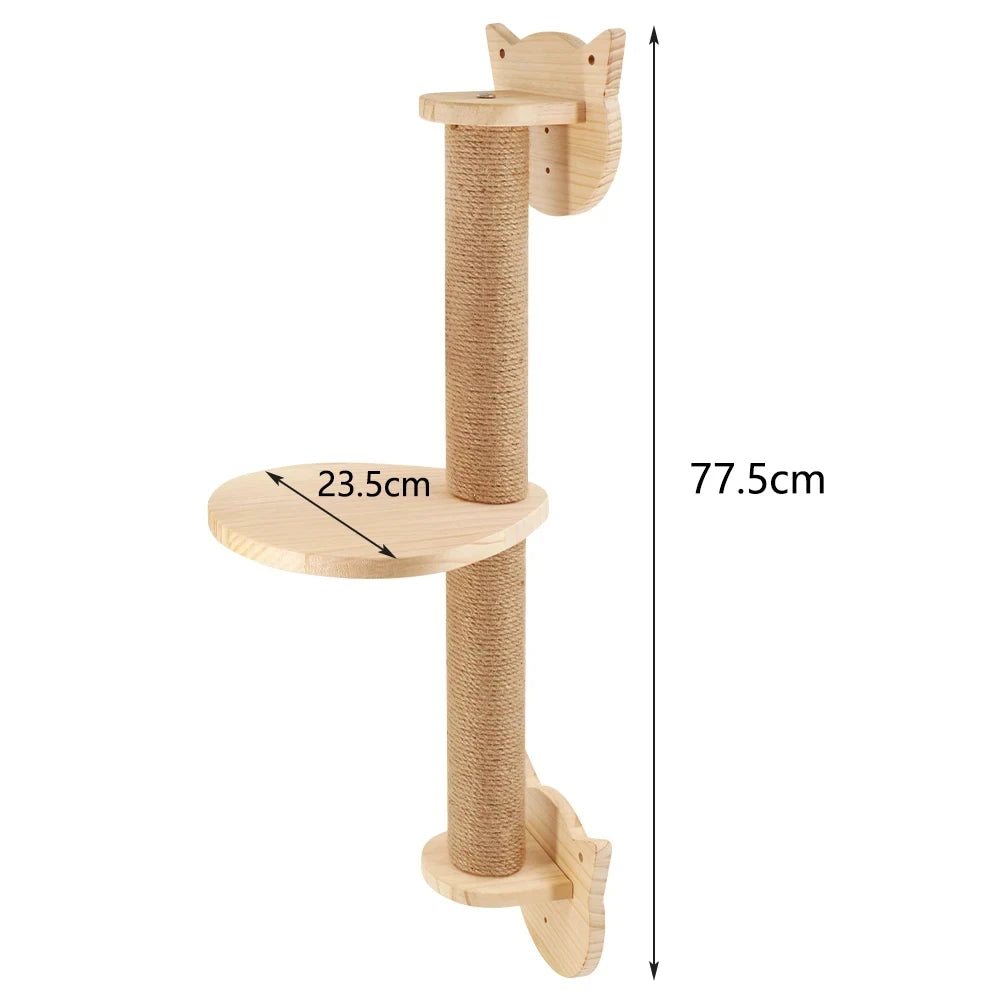 Houten kattenpaal met moderne vormen – Minimalistische charme