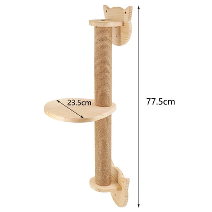 Houten kattenpaal met moderne vormen – Minimalistische charme