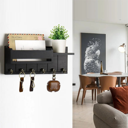 Decoratie woonkamer accessoires - Muurrek met haken en opbergvakken voor een georganiseerde entree