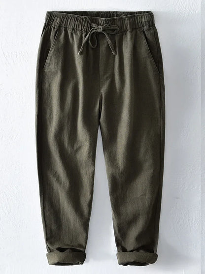 Linnenmix broek heren met split aan enkel – Modern accent