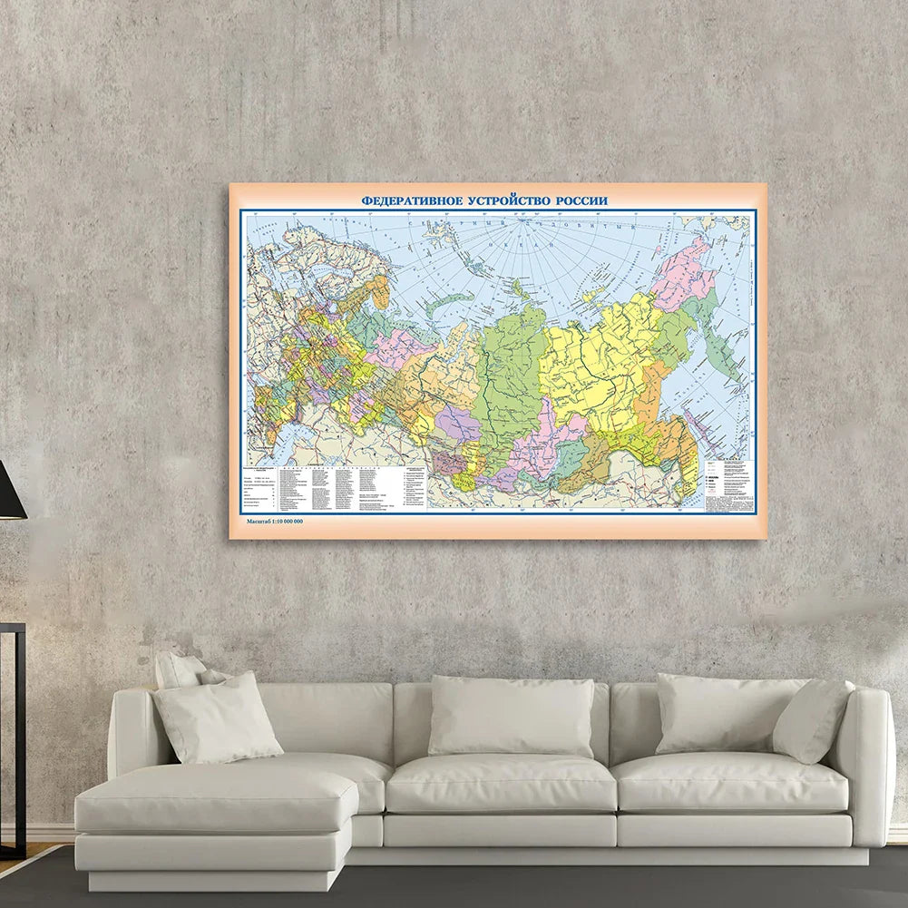 Wanddecoratie wereldkaart in warme bruintinten