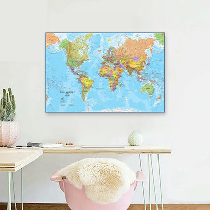 Wereldkaart op meerdere doeken – Artistieke compositie
