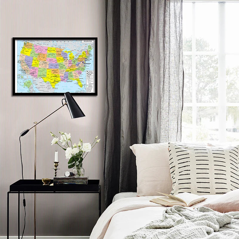 Wanddecoratie wereldkaart van canvas – Kunstzinnig en sfeervol