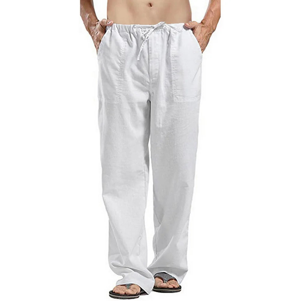 Linnen broek man met elastiek aan de enkel – Sportieve look