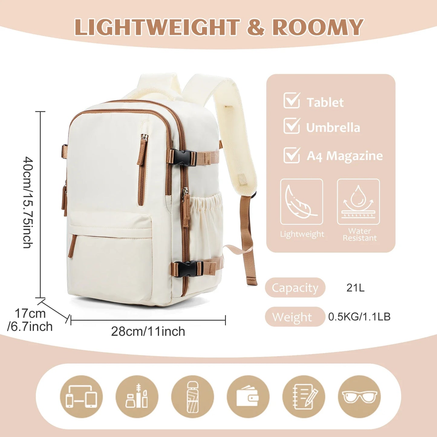 Rugzak als handbagage met handvat bovenop