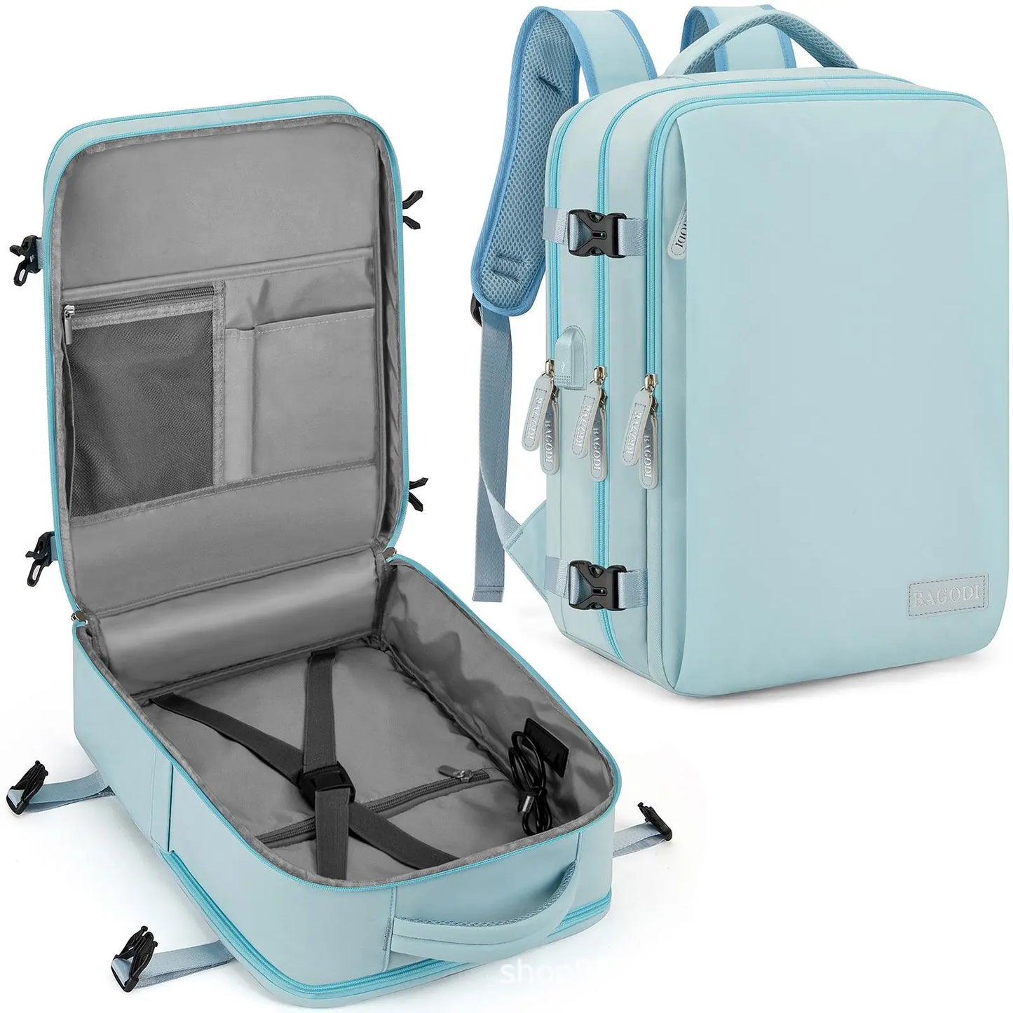 Moderne rugzak als handbagage met laptophouder