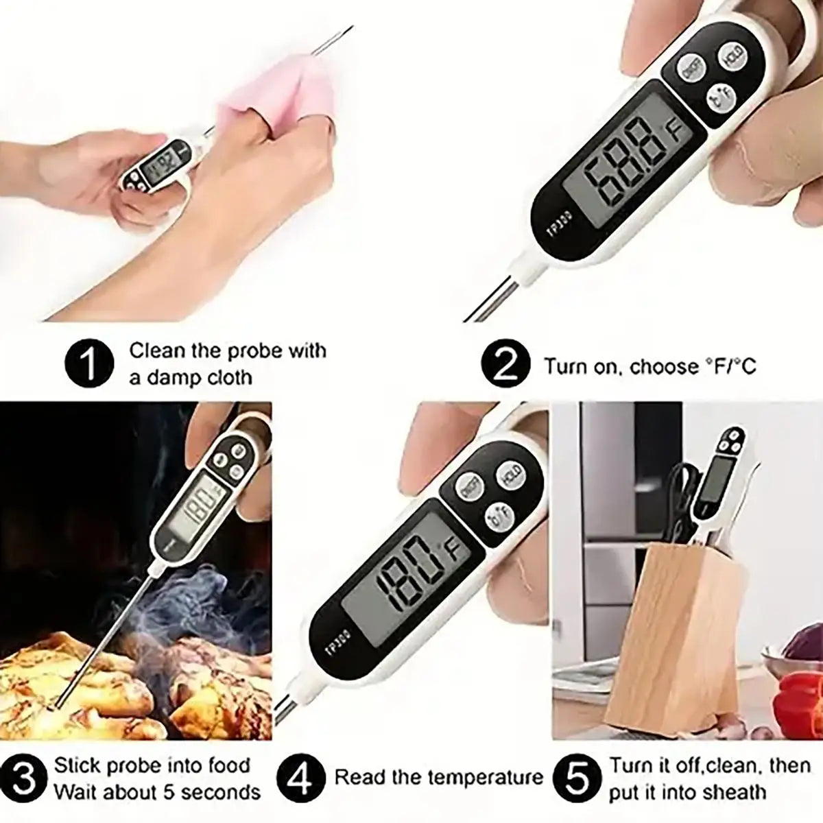 Vleesthermometer met grote uitleesvenster