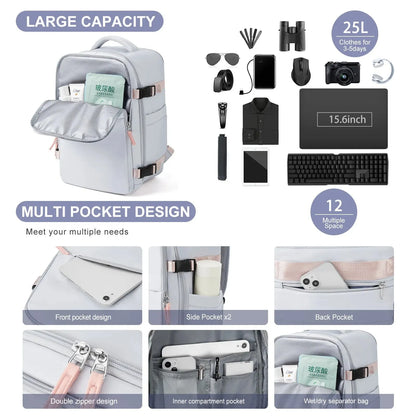 Handbagage rugzak met flessenhouder en laptopvak