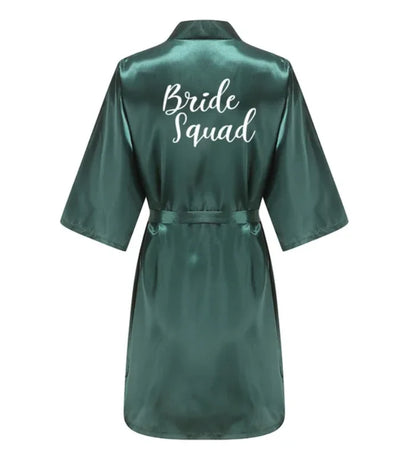 Ochtendjas dames zomer - Elegante zijde met gouden opdruk voor bruiloft