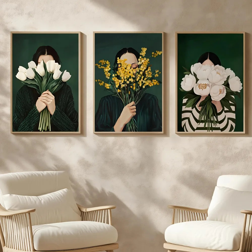 Wandposter met bloemen in vaas