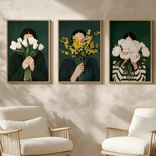 Wandposter met bloemen in vaas