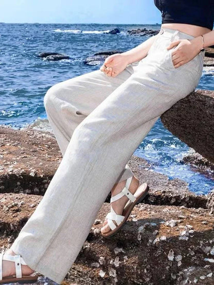 H&M linnen broek met elastische tailleband – Perfecte pasvorm