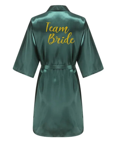Ochtendjas dames zomer - Elegante zijde met gouden opdruk voor bruiloft