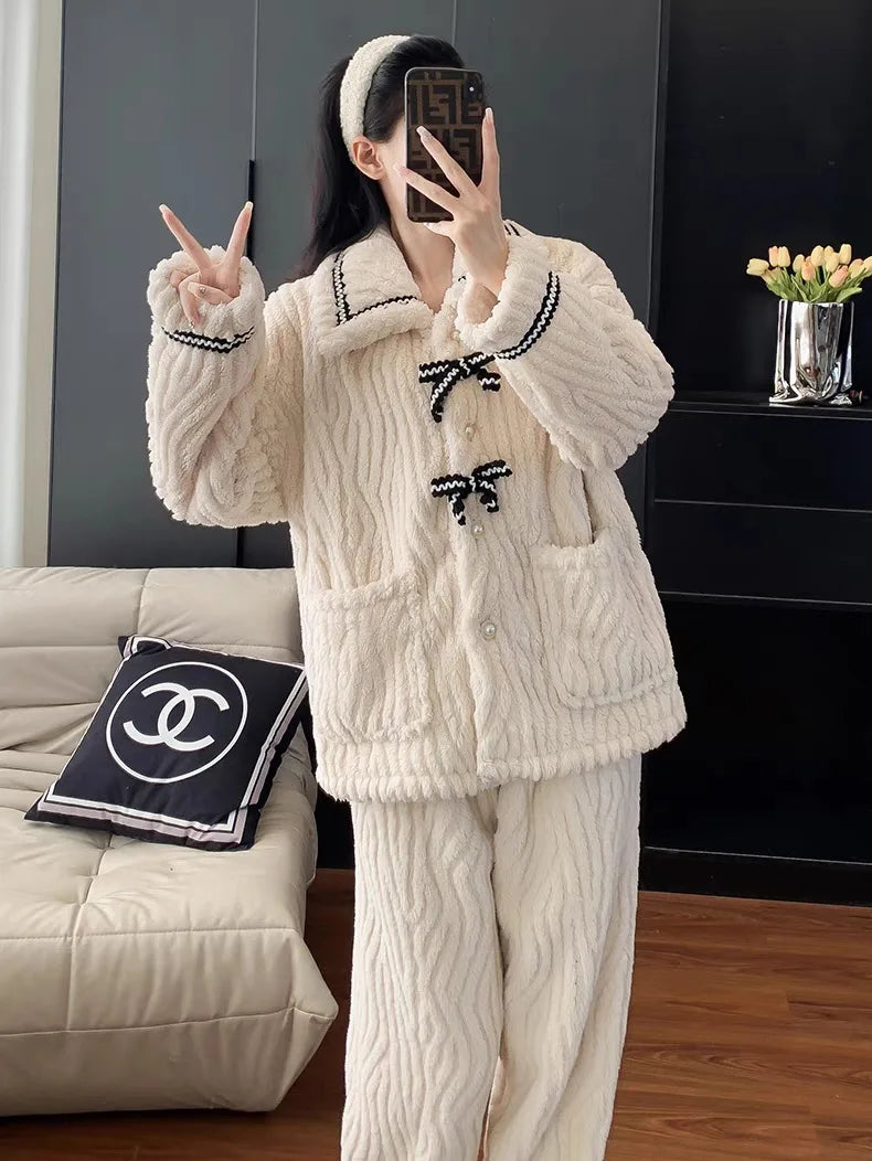 Dames pyjama winter met warme stof