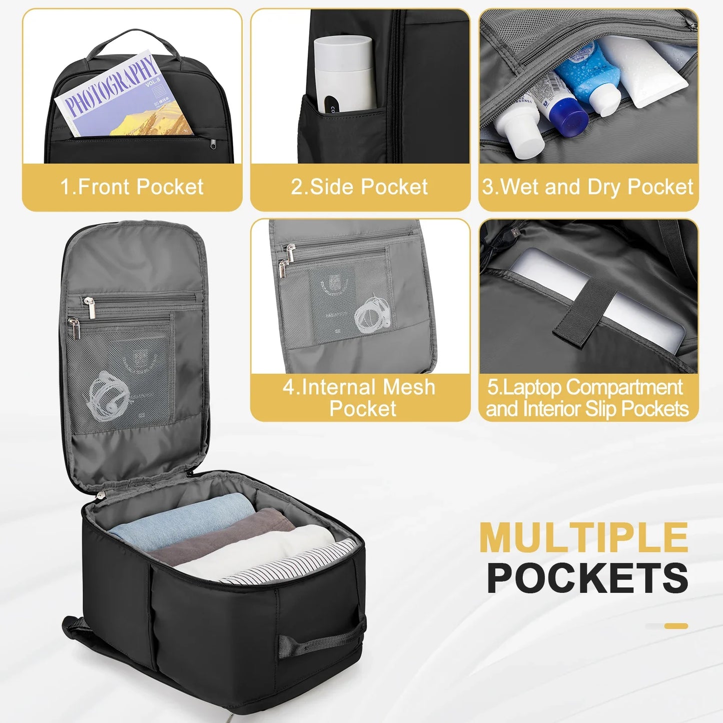 Rugzak als handbagage met organizer binnenin