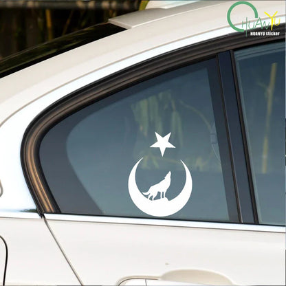 Auto stickers - Ster en Maan met Wolf voor Unieke Uitstraling