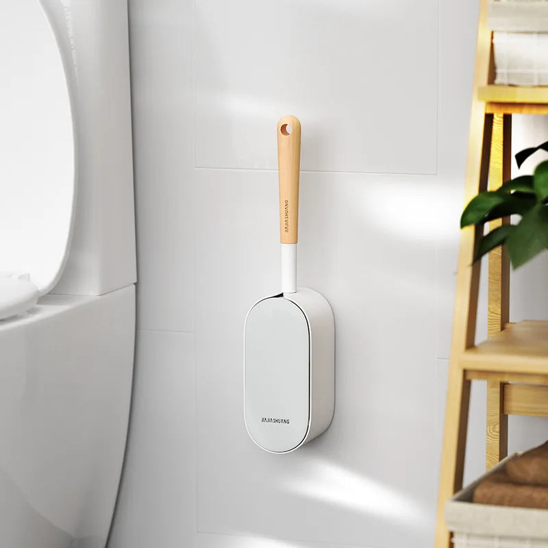 Toiletborstel wit met houten detail – Scandinavische look