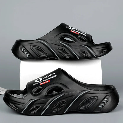 Heren slippers met leren voetbed