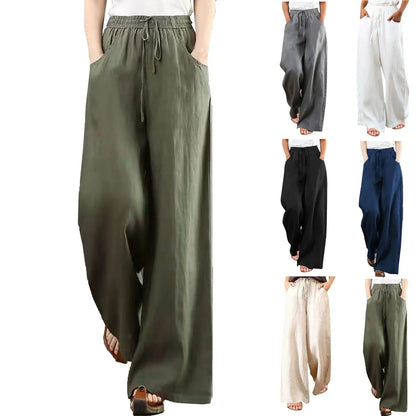 Linnen broeken dames met wijde pijpen – Relaxed fit