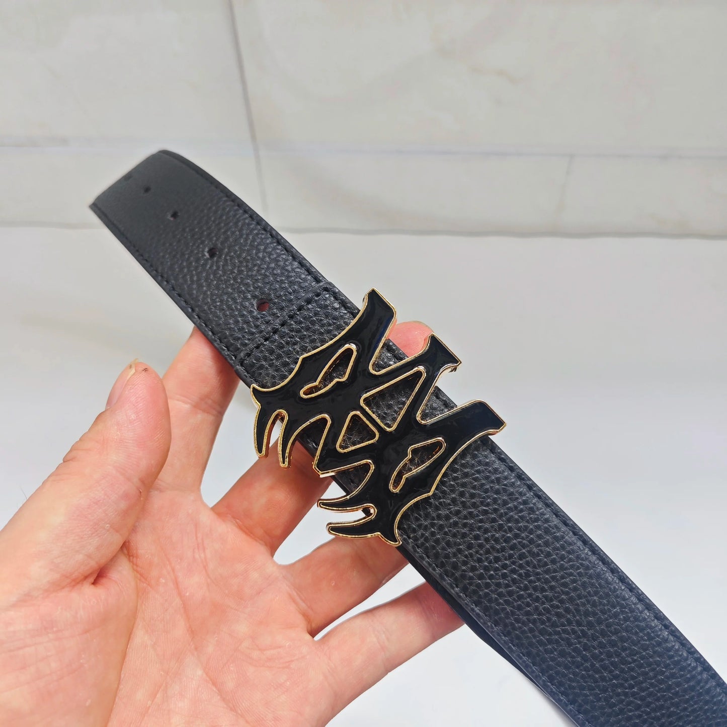 Riem heren met vintage messing gesp