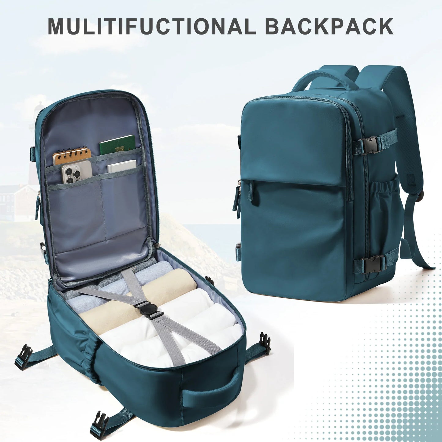 Rugzak als handbagage met organizer binnenin