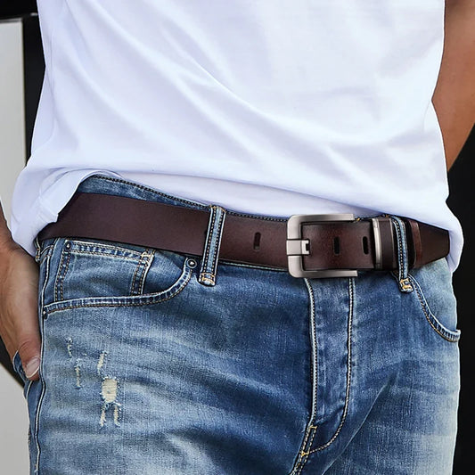 Riem heren met vintage messing gesp