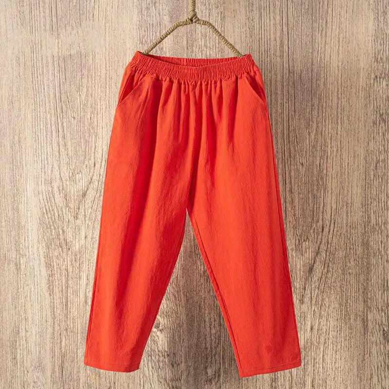 Linnen broeken dames met wijde pijpen – Relaxed fit